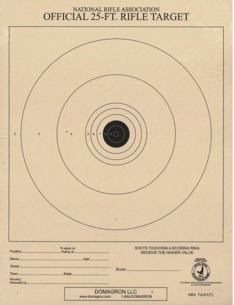 TQ-5/1 - Air Rifle (BB Gun) Target - 25 Foot Range Official NRA Target (Pack of 100)