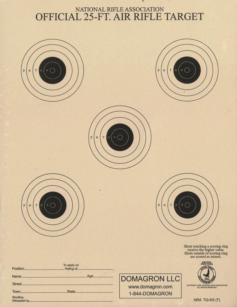 Redhead NRA Licensed 25 Foot Air Rifle Target TQ-55 7x9 Pack of 25 Targets 
