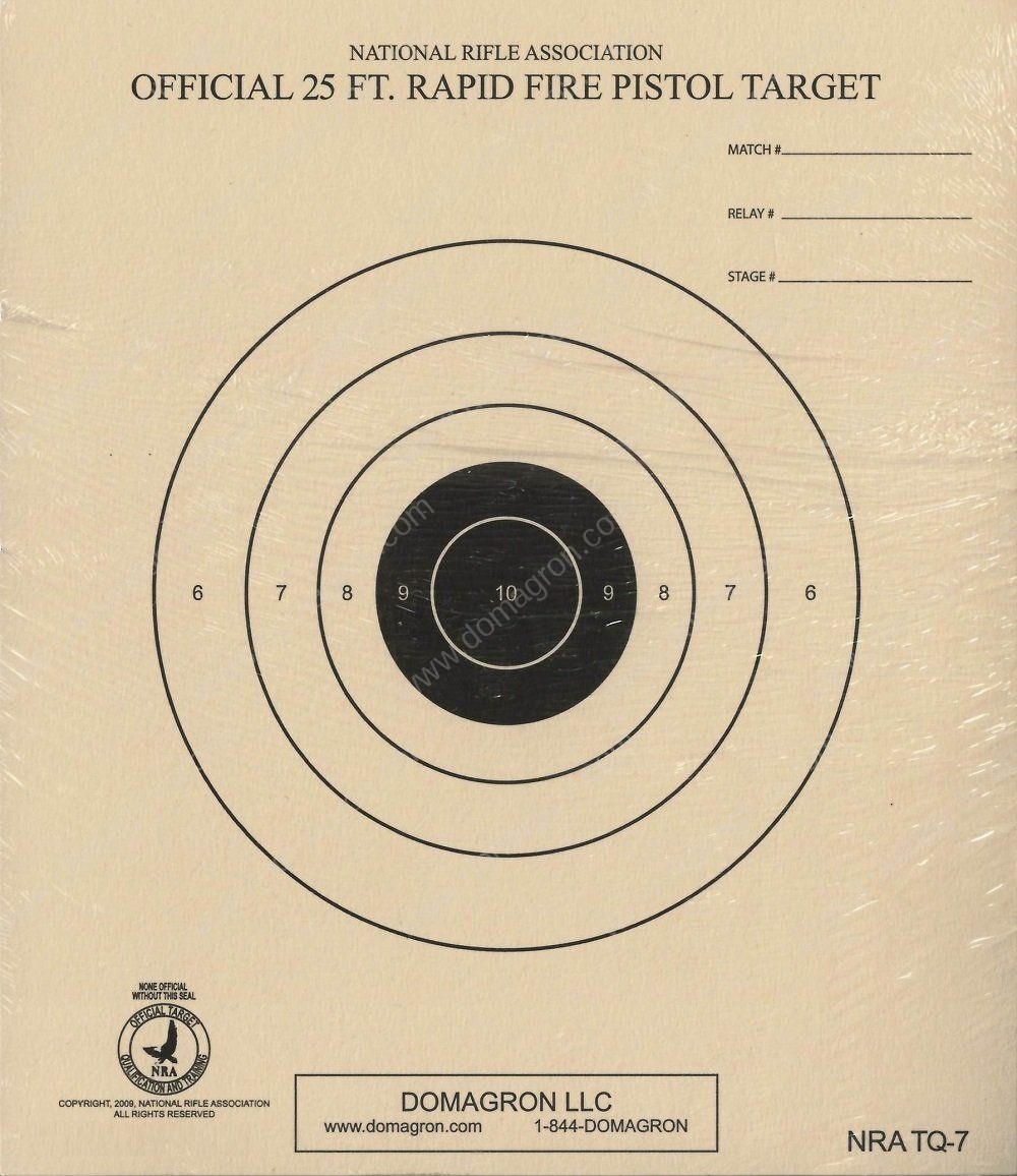 TQ 7 25 Foot Timed And Rapid Fire Pistol Target Official NRA Target 