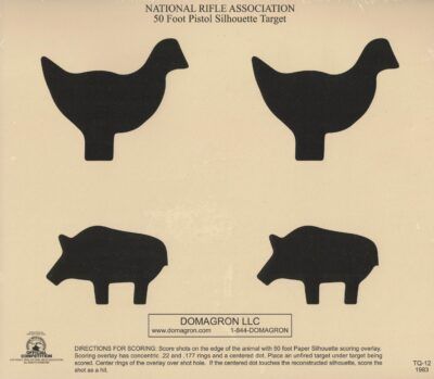 TQ-12 - 50 Foot Chicken and Pig Pistol Silhouette Animal Target  (Pack of 100)