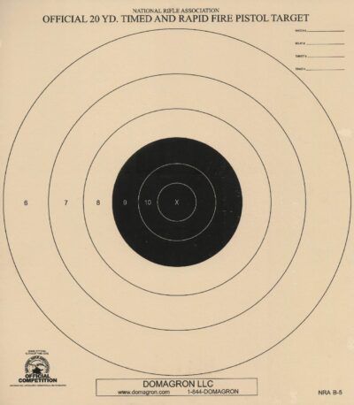 B-5 - 20 Yard Timed and Rapid Fire Pistol Target Official NRA Target