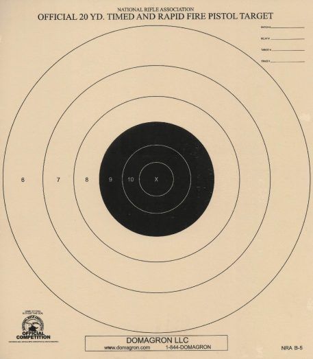 B-5 - 20 Yard Timed and Rapid Fire Pistol Target Official NRA Target