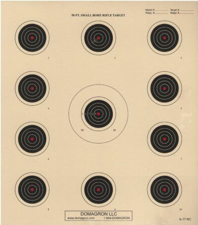 A-17 - Red Center 50 Foot Smallbore Rifle Target (Pack of 100)