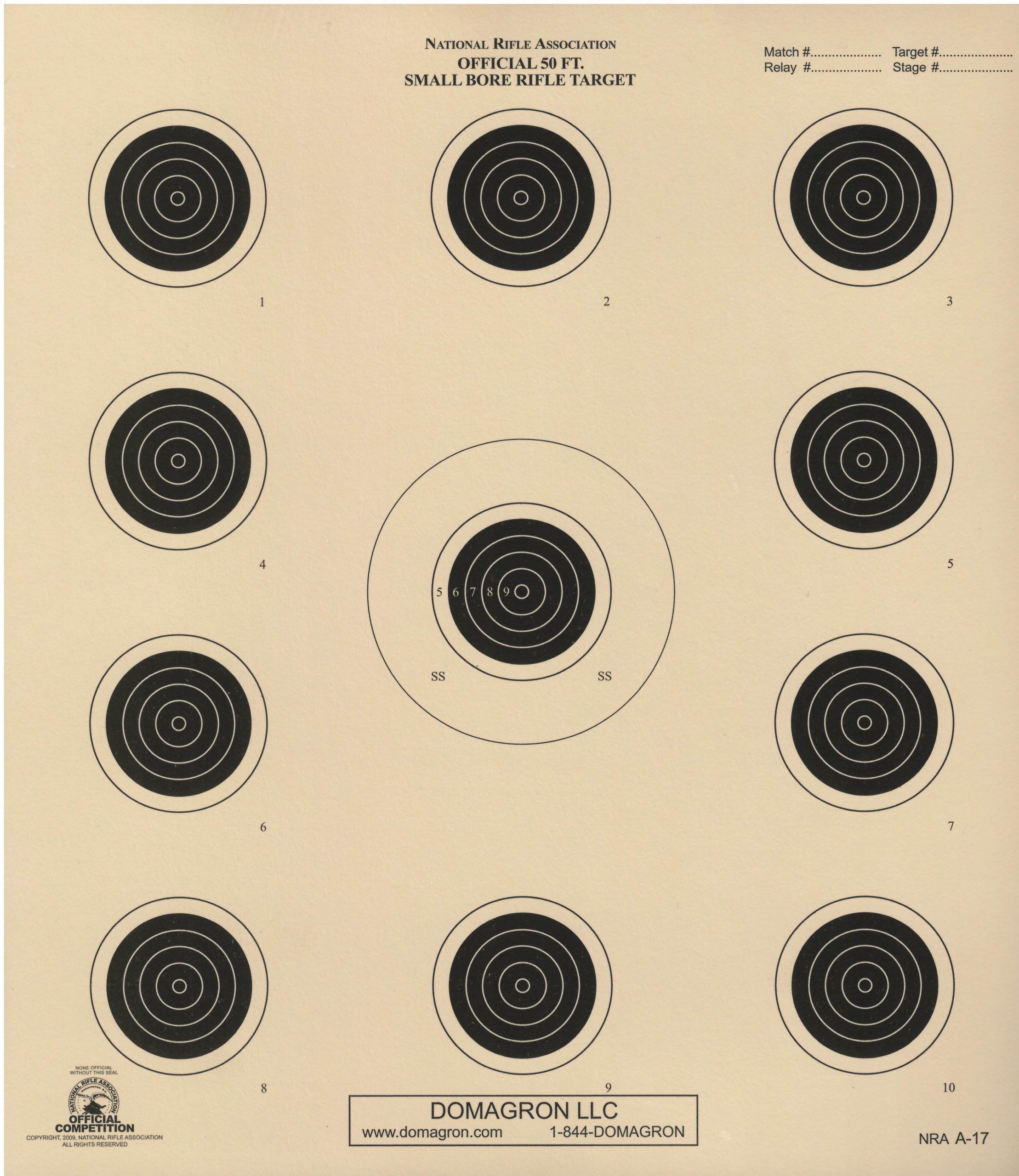 10 Meter Air Rifle Target with No Scoring Rings SOLID AR-5/10 Tagboard 100 