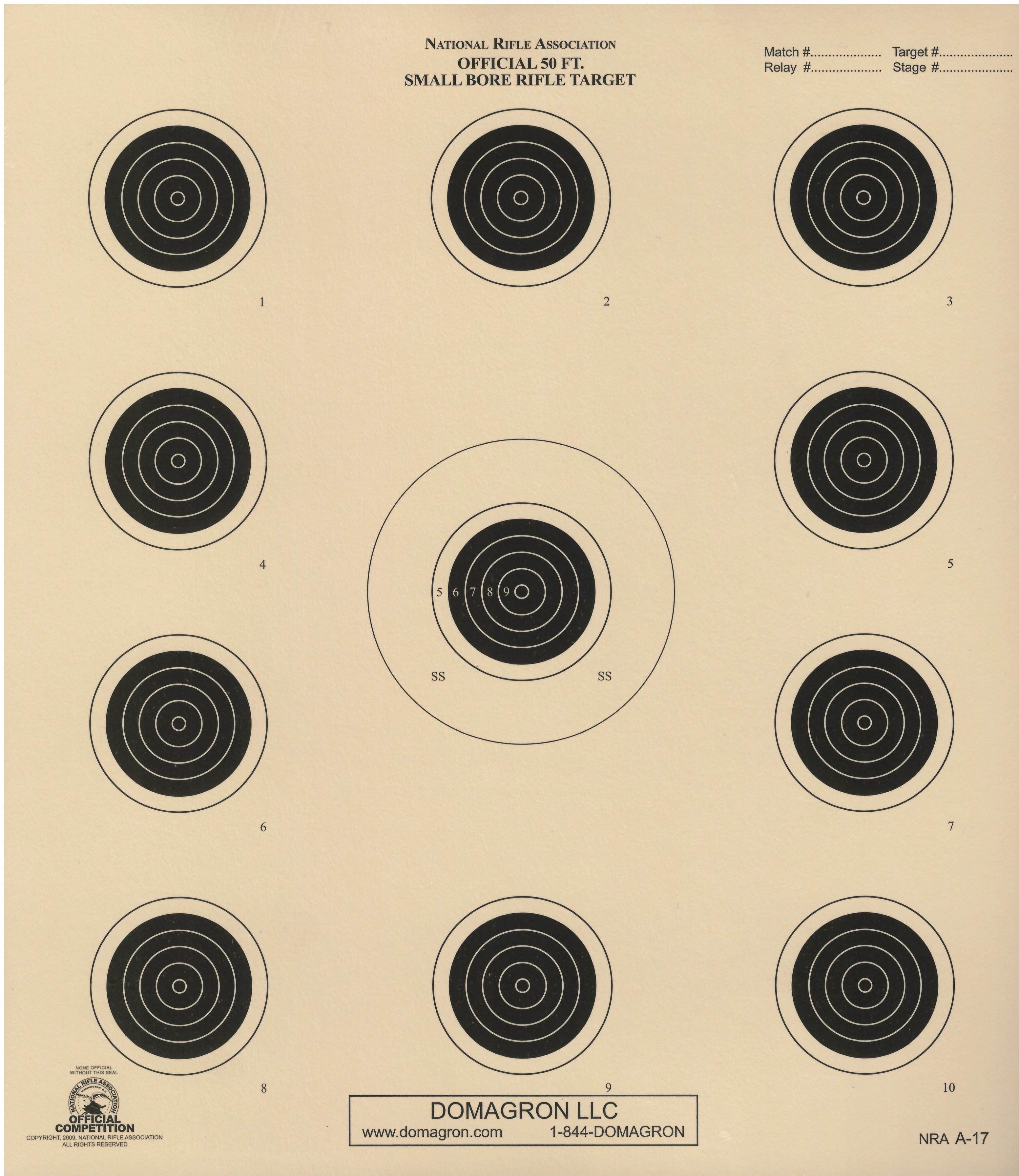 A-17 - Official 50 Foot Smallbore Rifle Target