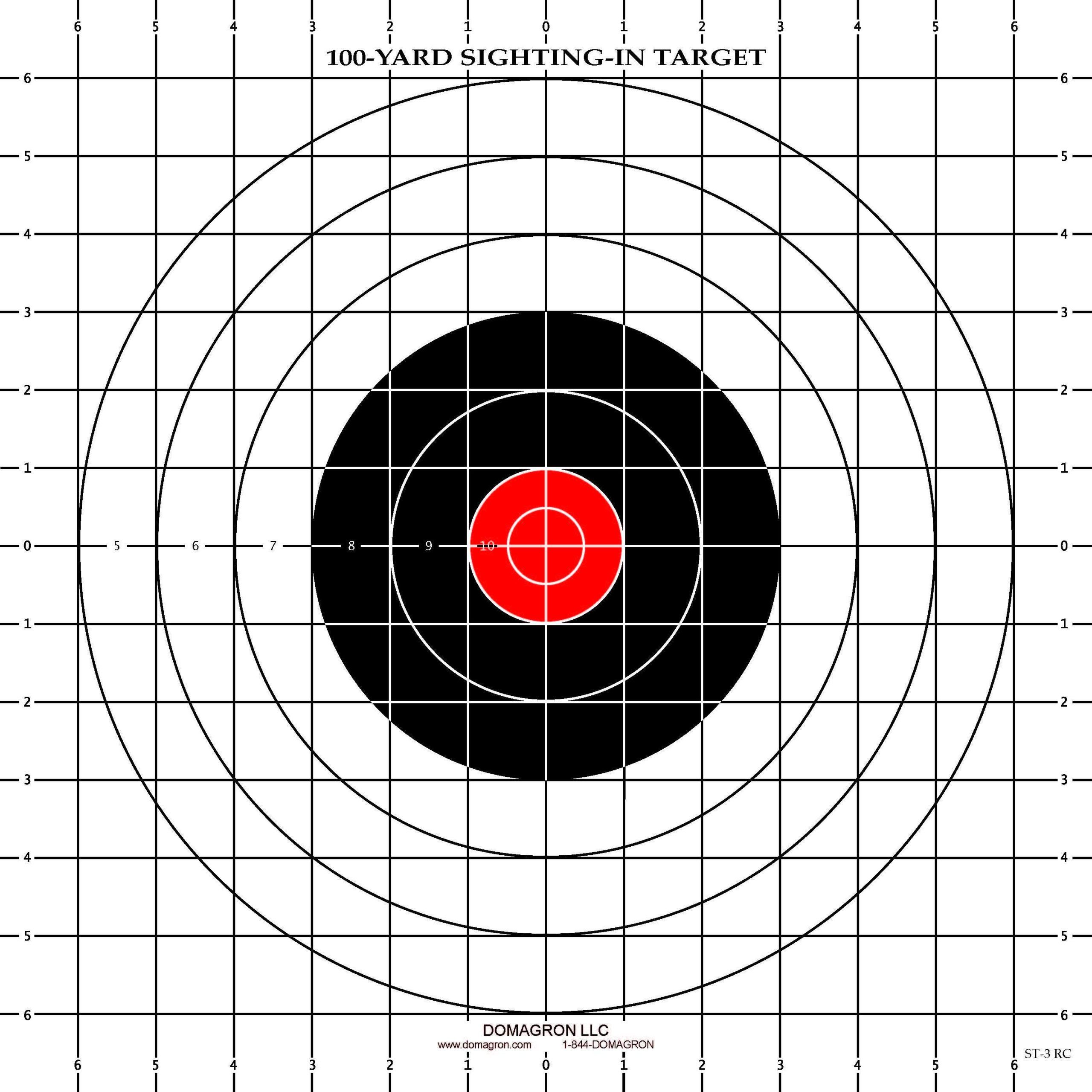 st 3rc 100 yard rifle sighting target with red center pack of 100 domagron.