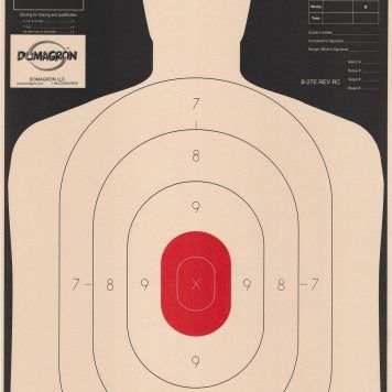 B-27- E 50 Yard Reverse Silhouette Target w/ Red Center- (Pack of 100)