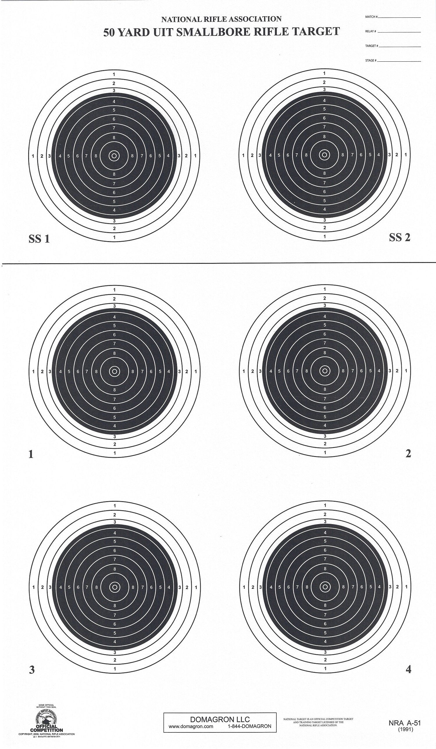 A-51 50 Yard Smallbore Rifle Target (Pack of 100)