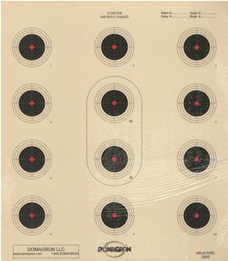 AR-5/10 - 10 Meter 12 Bullseye Air Rifle Red Center Target