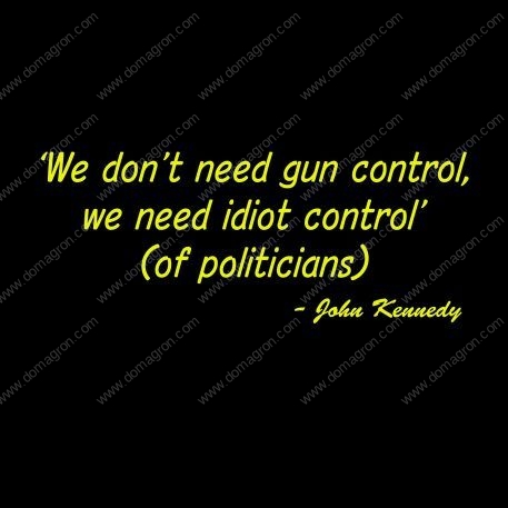 We Don't Need More Gun Control, We Need More Idiot Control - John Kennedy Quote  Metal Photo Q-491