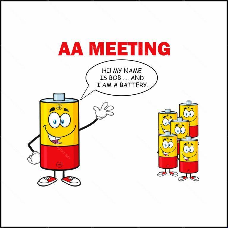 AA Meeting AA Battery Humorous Shirt Direct to Film (DTF) Heat Transfer F-439