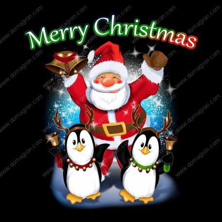 Merry Christmas  ~ Penguin Scene  Direct to Film (DTF) Heat Transfer H-332