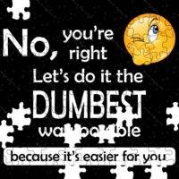 No You’re Right Let’s Do It The Dumbest Way Possible Sarcastic Jigsaw Puzzle