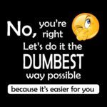 No You're Right Let's Do It The Dumbest Way Possible Funny Sarcastic Metal Photo S-151