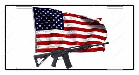 Flag and AR-15 These Colors Don't Run They Reload License Plate