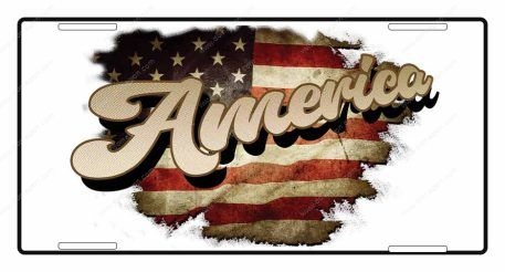 Vintage American Flag America License Plate