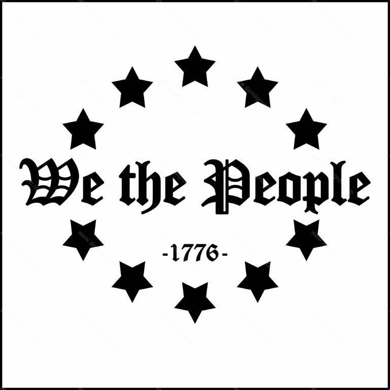 We The People Arm and Neck Sleeve Direct To Film Heat Transfer Gang Sheet of 10 Monochrome Flags -3" or 4" Size - Perfect For Sleeves or Neck
