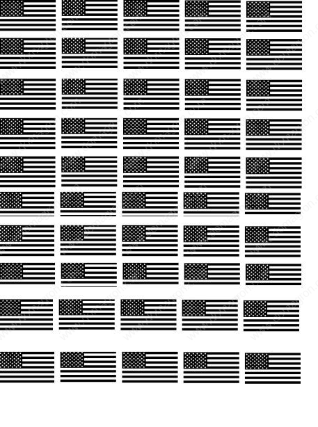 US Flag Arm and Neck Sleeve Direct To Film Heat Transfer Gang Sheet of Monochrome Flags -3" or 4" Size - Perfect For Sleeves or Neck