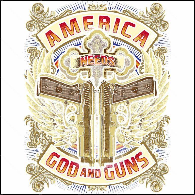 America Needs God And Guns Direct to Film (DTF) Heat Transfer U-503