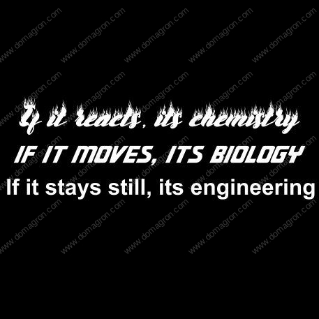 If It Reacts It Chemistry If It Moves It Biology If It Stays Still Its Engineering Metal Photo F-508