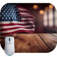 Flag on Wood Table 6 Mouse Pad