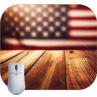 Flag on Wood Table 1 Mouse Pad
