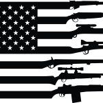 US Gun Flag Arm and Neck Sleeve Direct To Film Heat Transfer Gang Sheet of 50 Monochrome Flags -3 Inch Perfect For Sleeves or Neck
