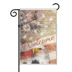 Welcome Flag, Fireworks And American Eagle Garden Flag