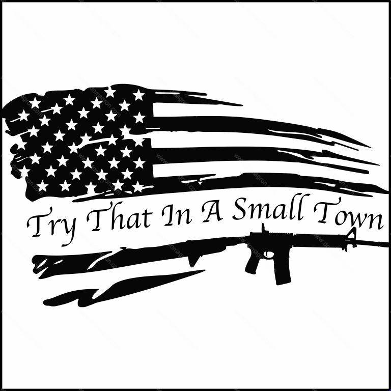 Try That In A Small Town Flag Direct to Film (DTF) Heat Transfer W-583