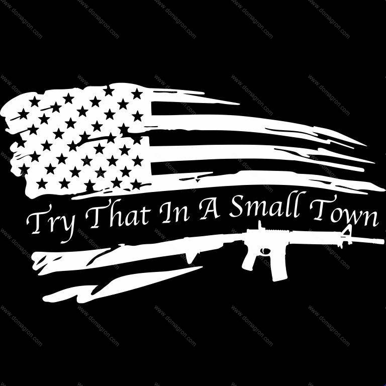 Try That In A Small Town Flag Direct to Film (DTF) Heat Transfer W-583