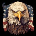 Staring Eagle With American Flag Metal Photo U-594