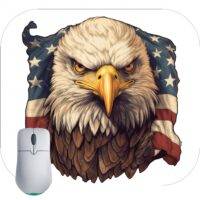 Staring Eagle With American Flag Mouse Pad