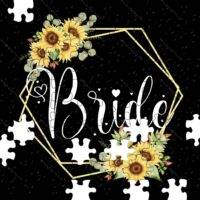 Bride Trible Bridal Party Sunflower Bouquet Jigsaw Puzzle