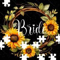 Bride Tribe Sunflower Wreath Bridal Party Jigsaw Puzzle