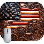 Tooled Leather Looking Patriotic Mouse Pad