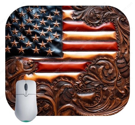 Tooled Leather Looking Patriotic Mouse Pad