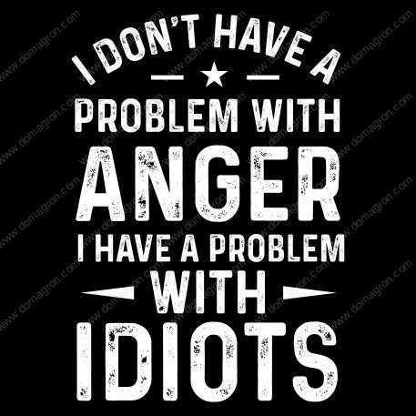 I Don't Have A Problem With Anger I Have A Problem With Idiots Direct to Film (DTF) Heat Transfer S-654