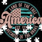 Land Of The Free Because Of the Brave Retro Puzzle U-782