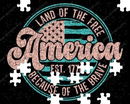 Land Of The Free Because Of the Brave Retro Puzzle U-782