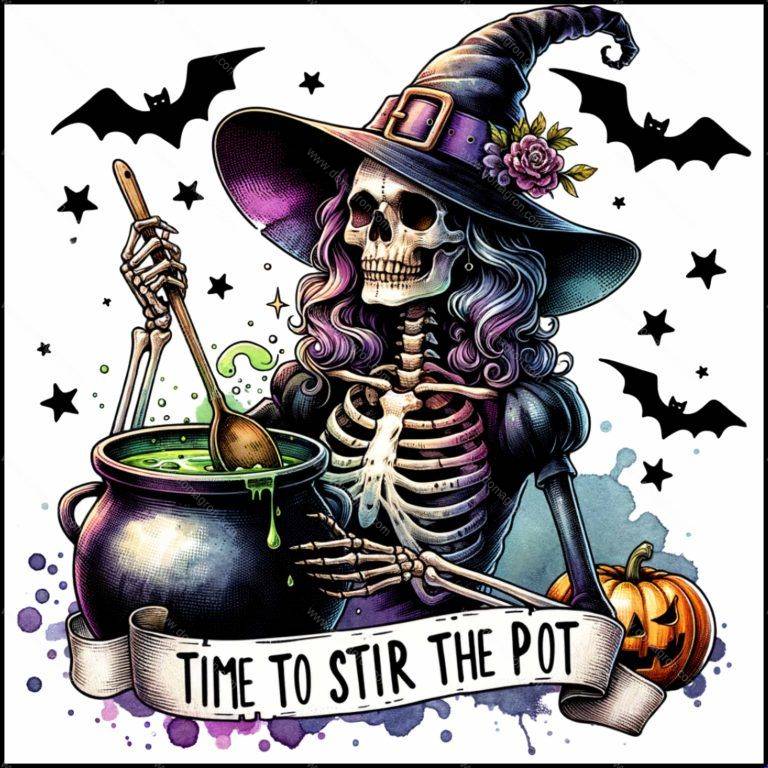 Time To Stir The Pot Halloween Direct to Film (DTF) Heat Transfer H-802