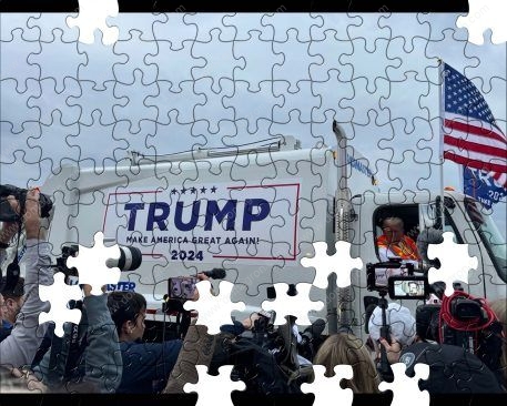 Trump Garbage Worker at Green Bay Wisconsin Rally Puzzle T-832