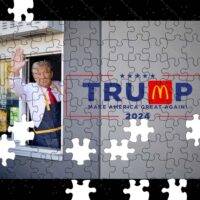 Trump Working At McDonalds 2024 Make American Great Again Jigsaw Puzzle T-822