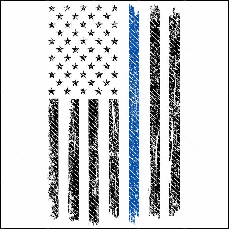 Thin Blue Line Police Supporter American Flag Direct to Film (DTF) Heat Transfer U-824
