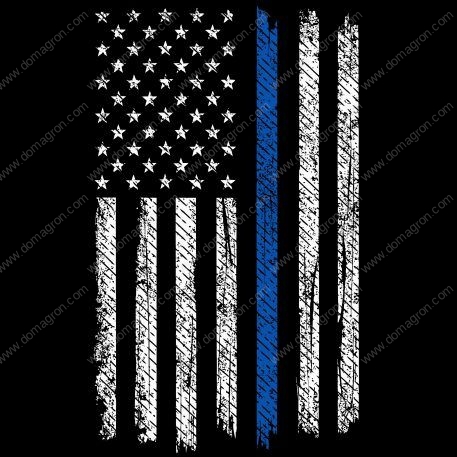 Thin Blue Line Police Supporter American Flag Direct to Film (DTF) Heat Transfer U-824