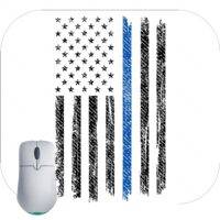 Thin Blue Line Police Supporter American Flag Mouse Pad U-824