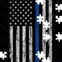 Thin Blue Line Police Supporter American Flag Jigsaw Puzzle U-824