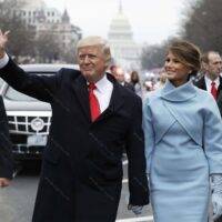 Donald Trump and Melania Trump Walking Metal Photo