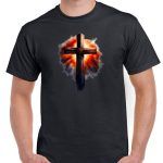 Burning Light Cross Inspirational Shirt I-841