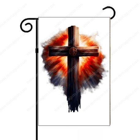 Burning Light Cross Inspirational Garden Flag I-841