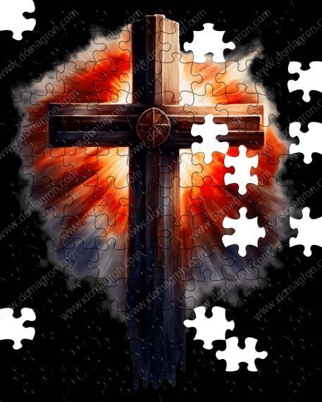 Burning Light Cross Inspirational Puzzle I-841